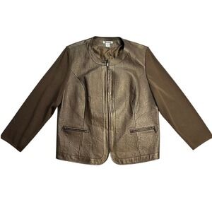 Nygard Collection Women 3X Brown Leather Suede Geometric Jacket‎
